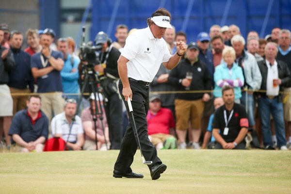 Phil Mickelson holes out 16th hole Final Round Muirfield 2013