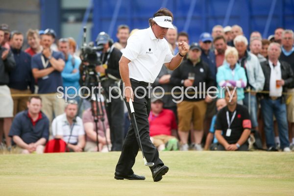 Phil Mickelson holes out 16th hole Final Round Muirfield 2013