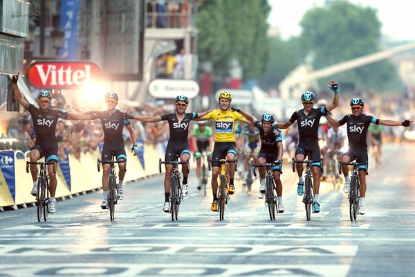 2013 Tour Champion Chris Froome with Sky Team Mates Paris