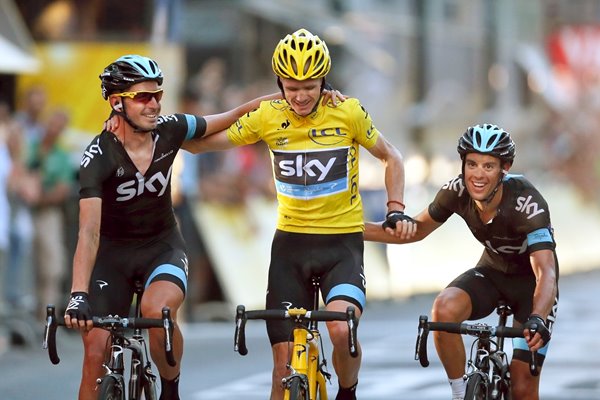 Chris Froome & Sky's Richie Porte and David Lopez Paris 2013