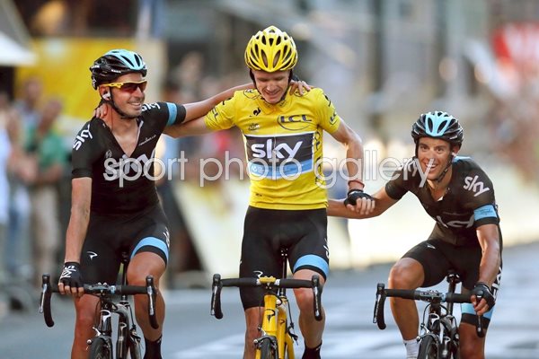 Chris Froome & Sky's Richie Porte and David Lopez Paris 2013