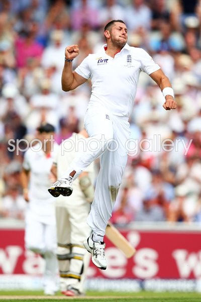 Tim Bresnan celebrates Watson wicket 3rd Ashes Test 2013