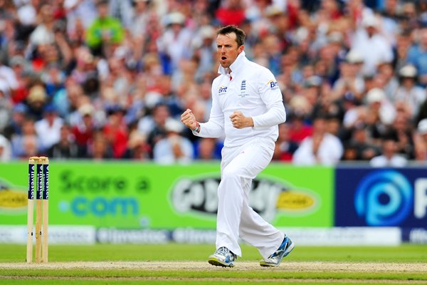 Graeme Swann England celebrates 3rd Ashes Test 2013