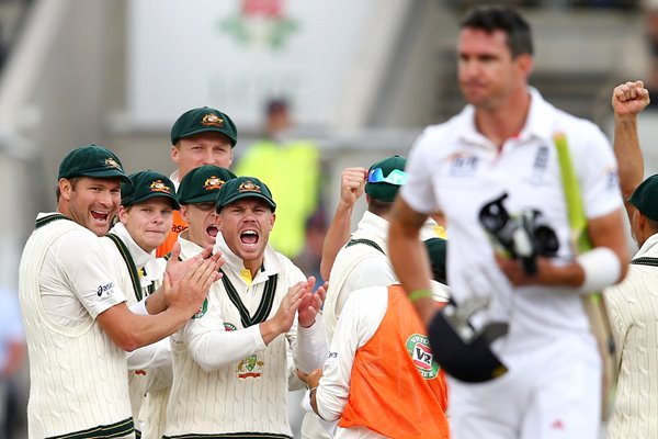 Australia celebrate Pietersen wicket Ashes 2013