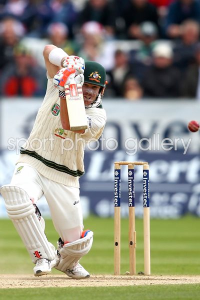 David Warner Australia bats 4th Ashes Test Durham 2013