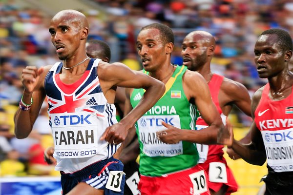 Mo Farah wins Gold 5,000m Gold Worlds Moscow 2013