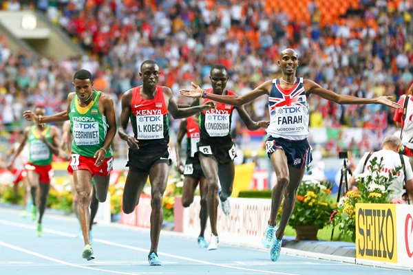 Mo Farah completes 5,000m and 10,000m World Double 2013