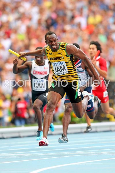 Usain Bolt wins Relay World Championship Gold Moscow 2013 