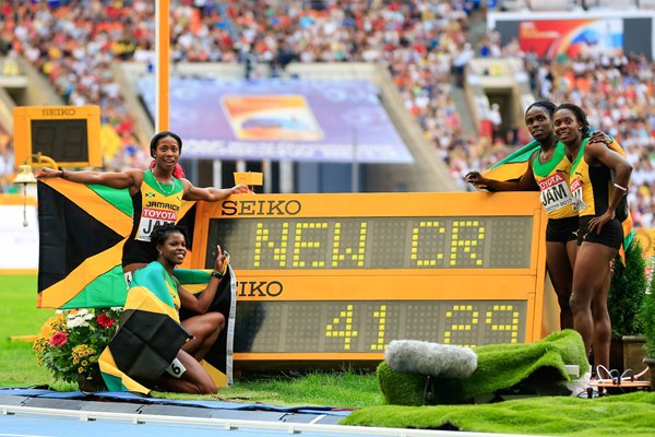 Jamaica 4x100m relay winners World Athletics Moscow 2013 
