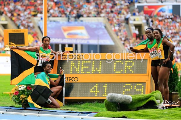 Jamaica 4x100m relay winners World Athletics Moscow 2013 