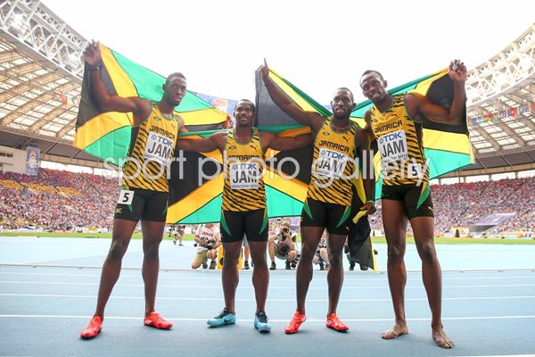 Jamaica 4x100m relay winners World Athletics Moscow 2013