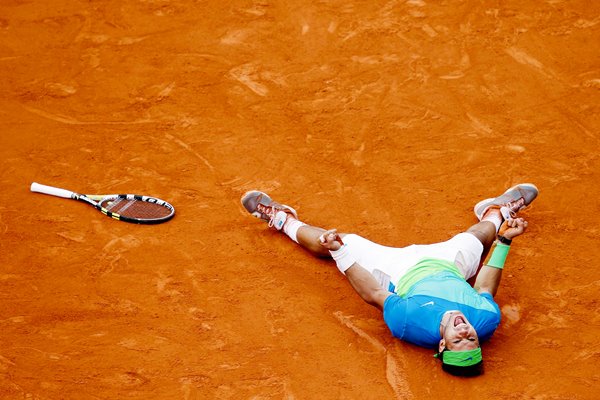 Rafael Nadal celebrates on the clay in Paris
