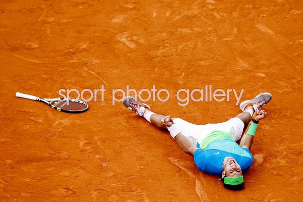 Rafael Nadal celebrates on the clay in Paris