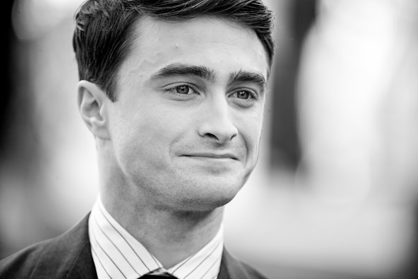 Actor Daniel Radcliffe black and white portrait 2013