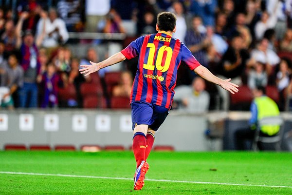 Lionel Messi scores FC Barcelona v Ajax Champions League 2013