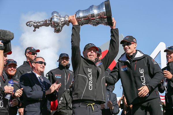 Larry Ellison Team USA lifts America's Cup San Francisco 2013