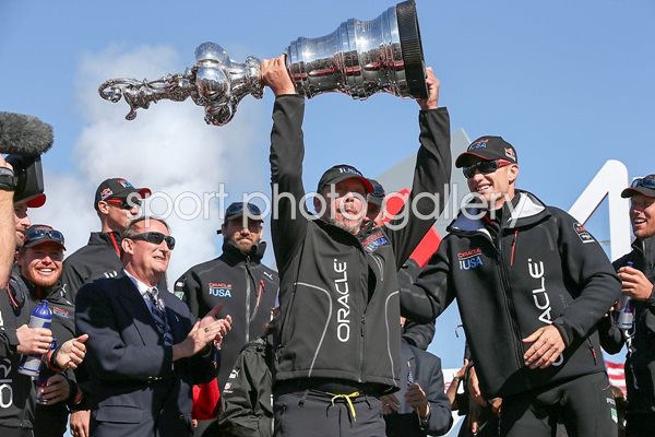 Larry Ellison Team USA lifts America's Cup San Francisco 2013