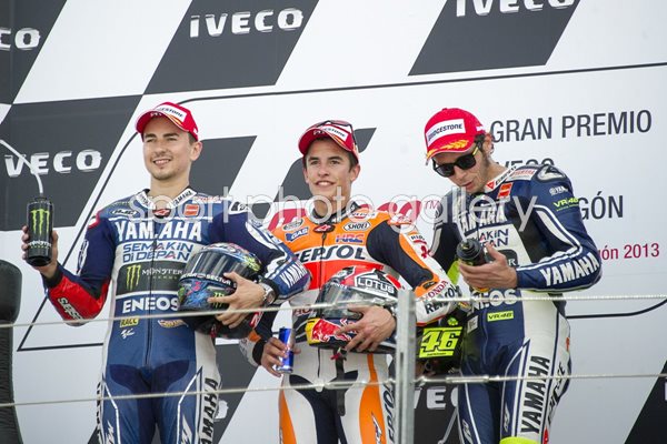 Moto GP of Spain Podium - Marquez, Lorenzo and Rossi 2013
