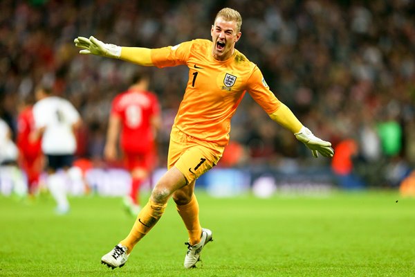 Joe Hart celebrates England v Poland Wembley 2013