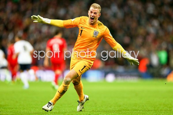 Joe Hart celebrates England v Poland Wembley 2013