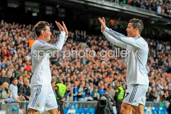 Gareth Bale celebrates with Cristiano Ronaldo