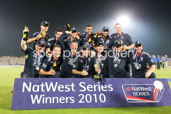 England celebrate ODI Series win v Pakistan
