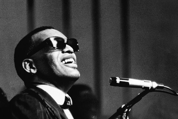 Ray Charles Performing At Mic