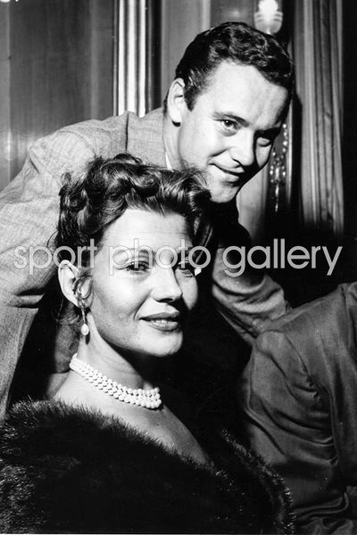 Rita Hayworth, Jack Lemmon and Robert Mitchum 1956