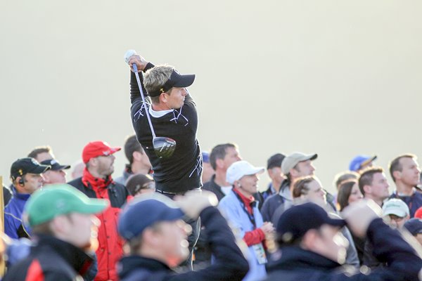 Luke Donald tees off - Day 2 Fourballs