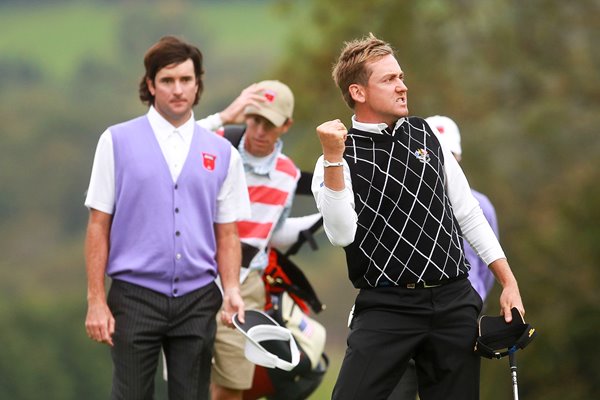 Ian Poulter celebrates - Day 2 Foursomes