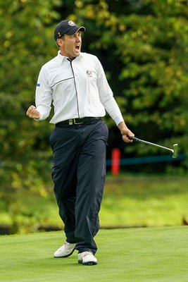Ian Poulter celebrates - Day 3 Fourballs