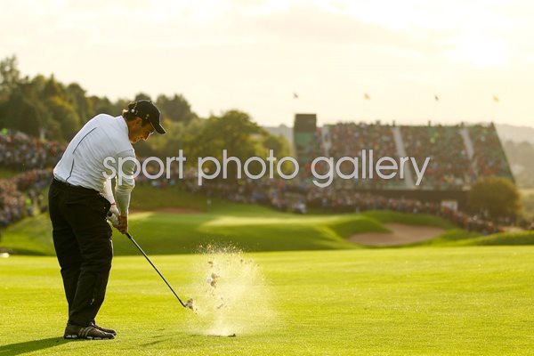 Edoardo Molinari in action on 18th Fairway