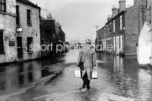 Milkman in Flooded Street 1960
