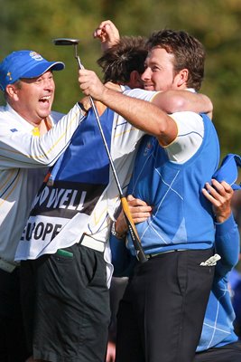 Graeme McDowell mobbed after winning point