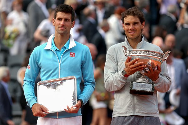 Rafael Nadal Novak Djokovic French Open Trophy 2014