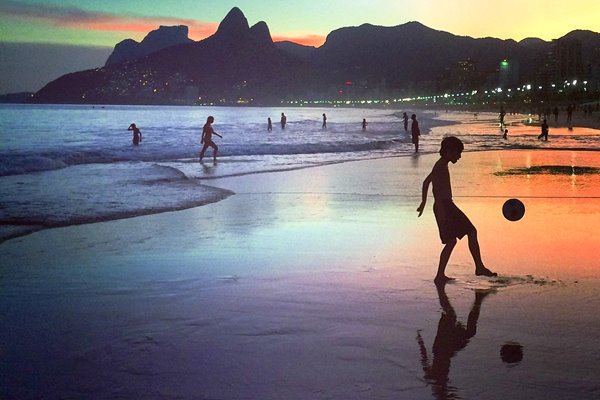 Football at sunset Brazil 2014
