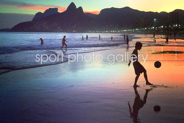 Football at sunset Brazil 2014