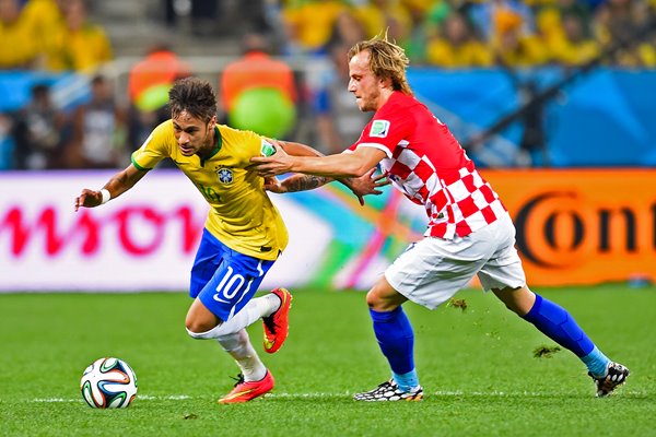 Neymar Brazil v Ivan Rakitic Croatia World Cup 2014