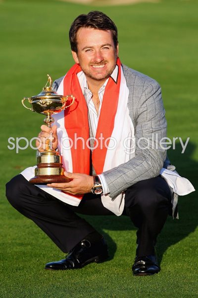 Graeme McDowell with Ryder Cup trophy