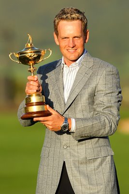 Luke Donald with the Ryder Cup trophy