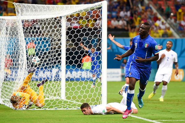 Mario Balotelli Italy celebrates 2014 FIFA World Cup