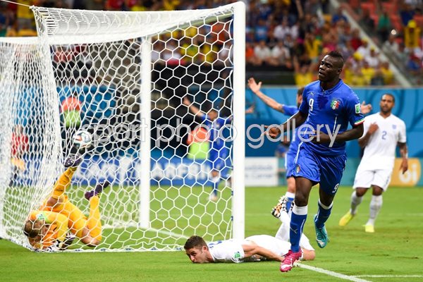 Mario Balotelli Italy celebrates 2014 FIFA World Cup