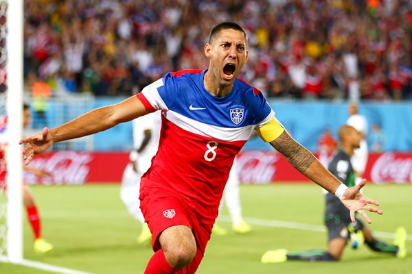 Clint Dempsey celebrates for USA 2014 World Cup