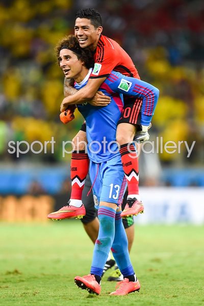 Guillermo Ochoa and Javier Aquino Brazil v Mexico World Cup Brazil 2014