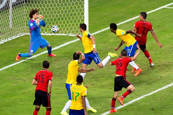 Thiago Silva's header Brazil v Mexico World Cup Brazil 2014