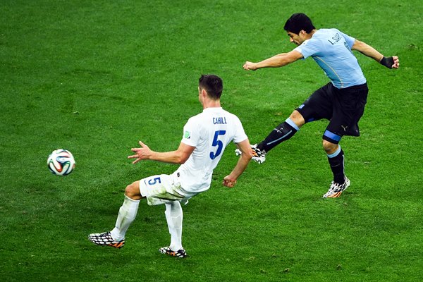 Luis Suarez and Gary Cahill Uruguay v England World Cup Brazil 2014