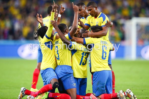 Ecuador team celebrate 2014 World Cup