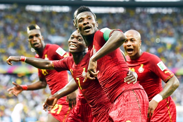 Asamoah Gyan and Ghana celebrates 2014 World Cup