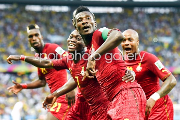 Asamoah Gyan and Ghana celebrates 2014 World Cup