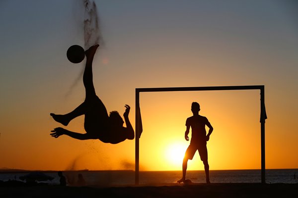 Beach football by sunset 2014 World Cup Brazil